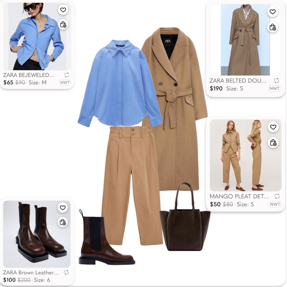 Camel Coat Outfit Inspo ✨ ZARA Coat, Blue Shirt & Brown Boots